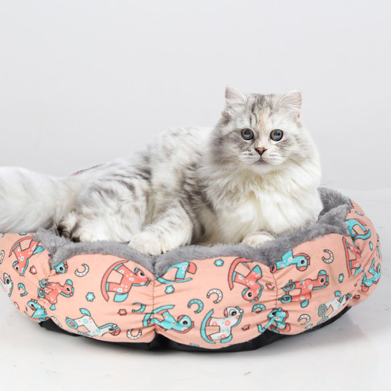Calming Donut Cat Dog Bed Fluffy Round Pet Bed