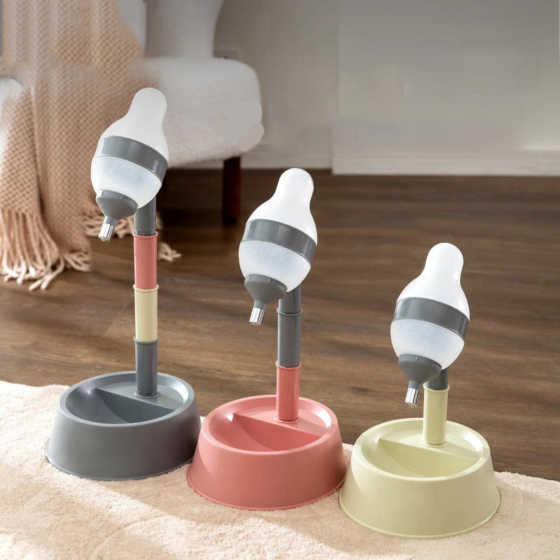 Adjustable Standing Pet Water Dispenser Bowl With Detachable Pole