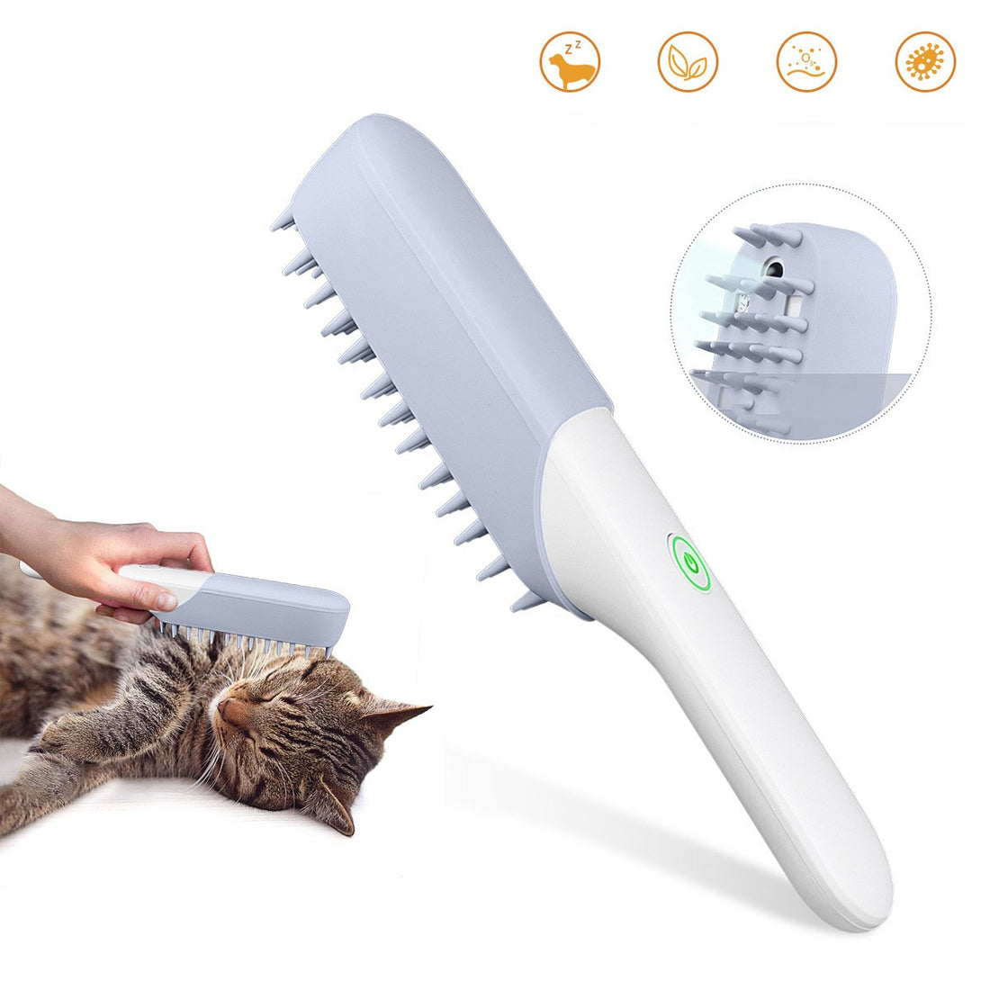 Silicone Pet Massage Brush With Deodorizing And Fur Removal Comb
