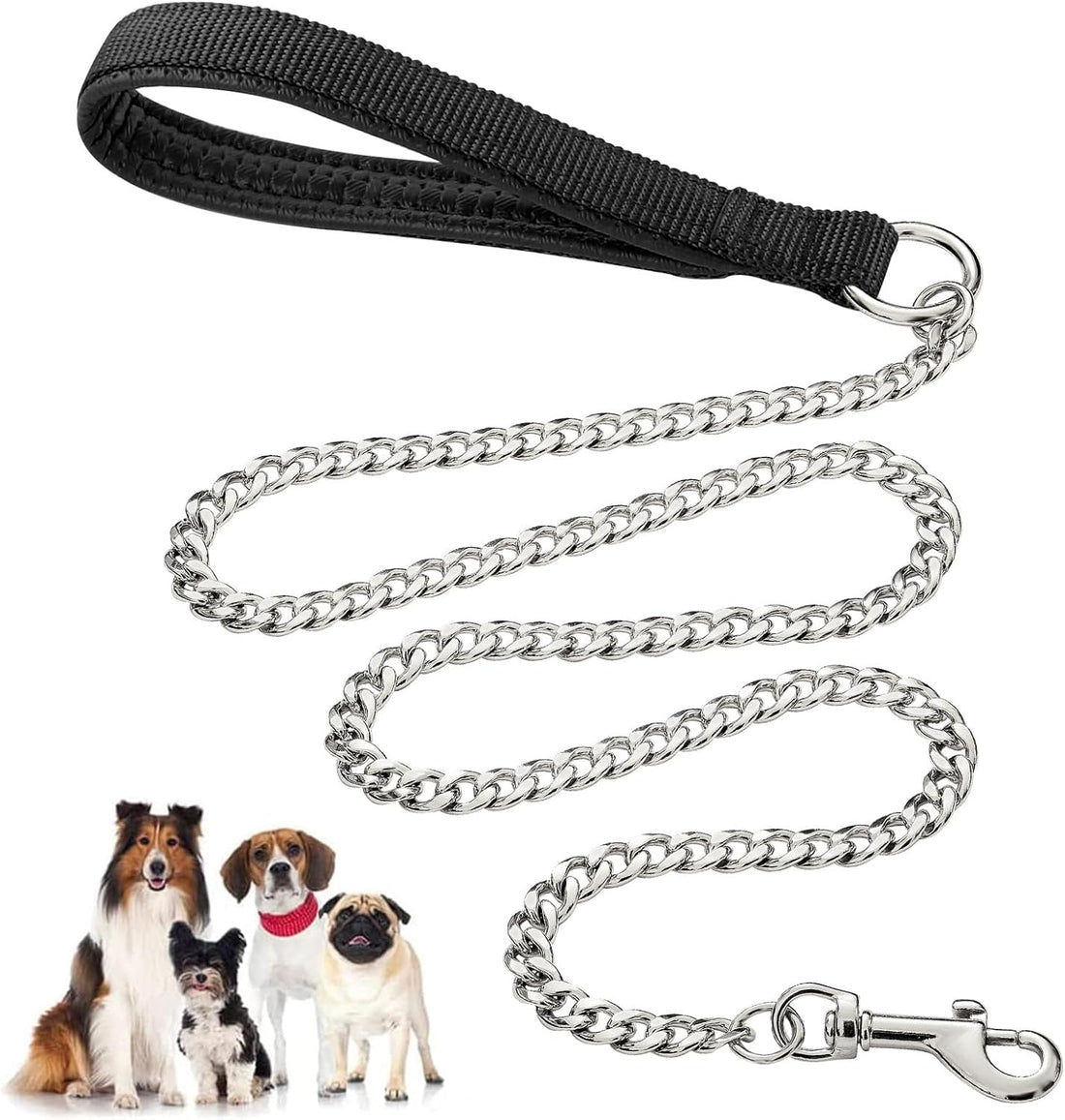 Heavy Duty Chew-Proof Metal Dog Leash With Padded Handle
