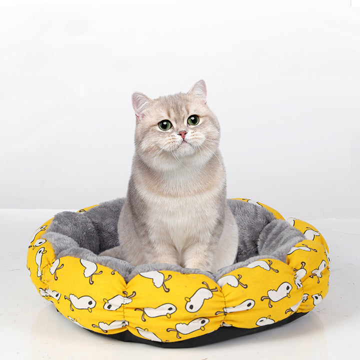 Calming Donut Cat Dog Bed Fluffy Round Pet Bed