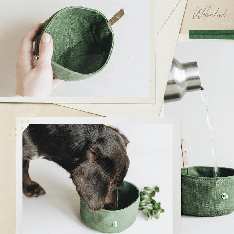 Folding Canvas Dog Bowl Portable Feeding And Water Bowl