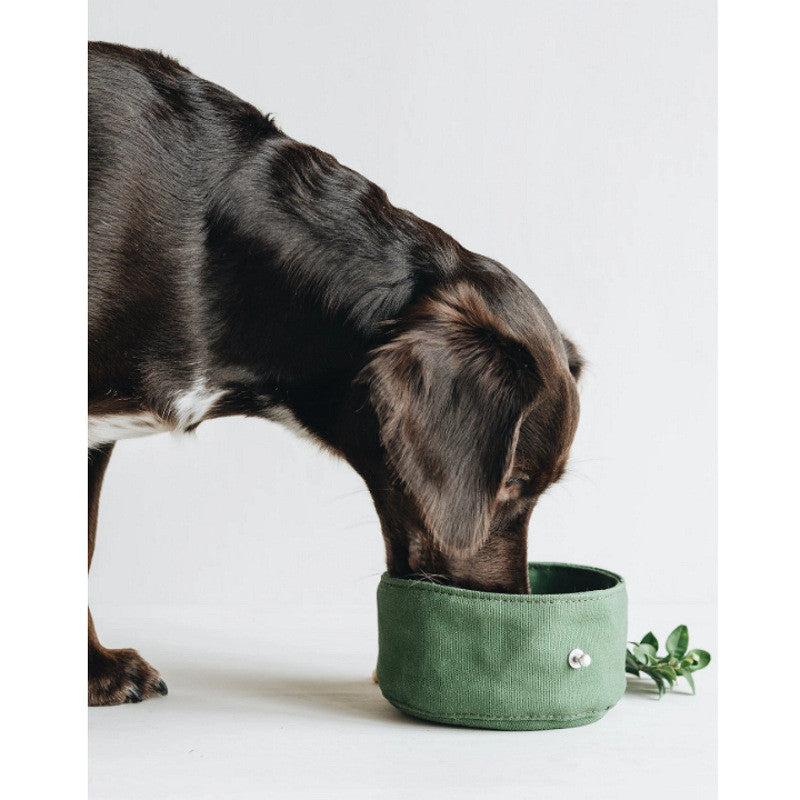 Folding Canvas Dog Bowl Portable Feeding And Water Bowl