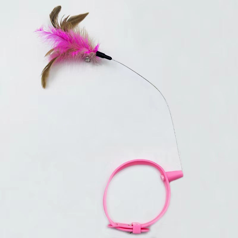Silicone Cat Feather Collar Toy With Bell Adjustable Teaser