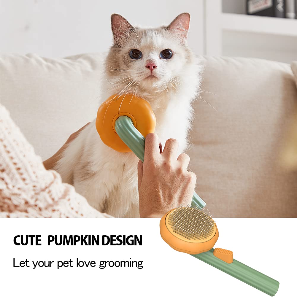 Self-Cleaning Pumpkin Slicker Brush For Dogs Cats And Rabbits