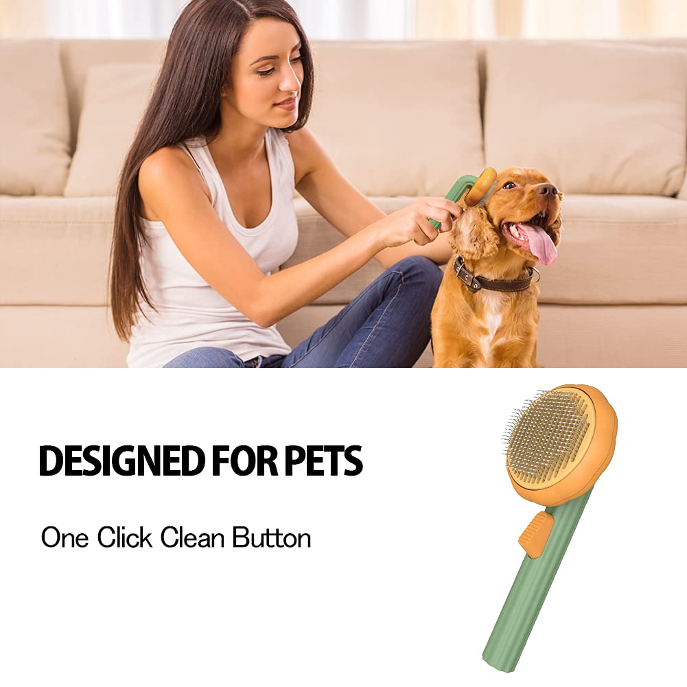 Self-Cleaning Pumpkin Slicker Brush For Dogs Cats And Rabbits