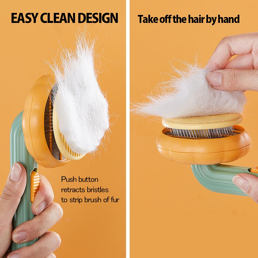 Self-Cleaning Pumpkin Slicker Brush For Dogs Cats And Rabbits