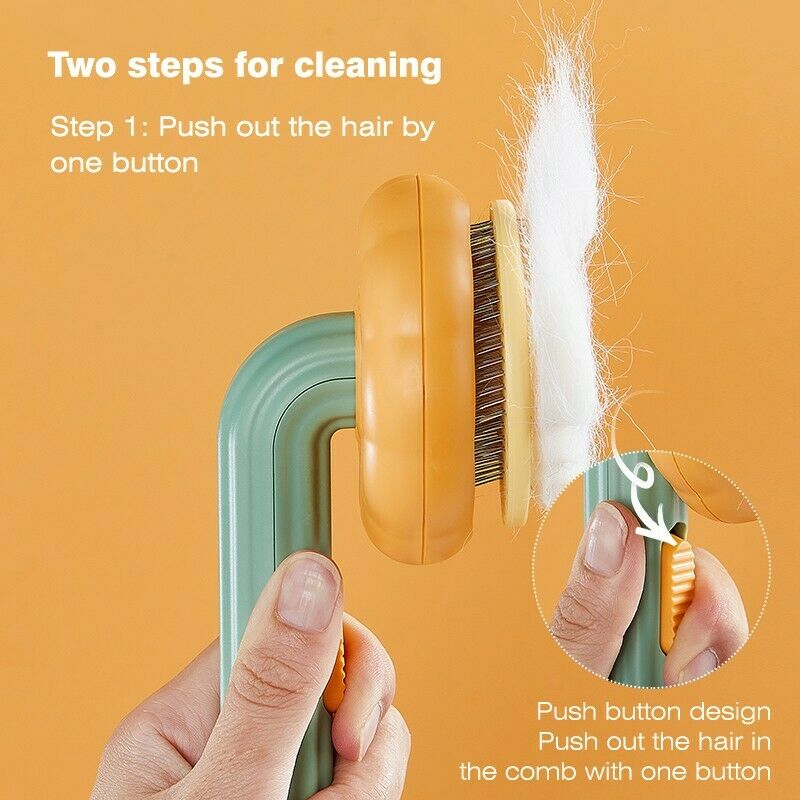 Self-Cleaning Pumpkin Slicker Brush For Dogs Cats And Rabbits