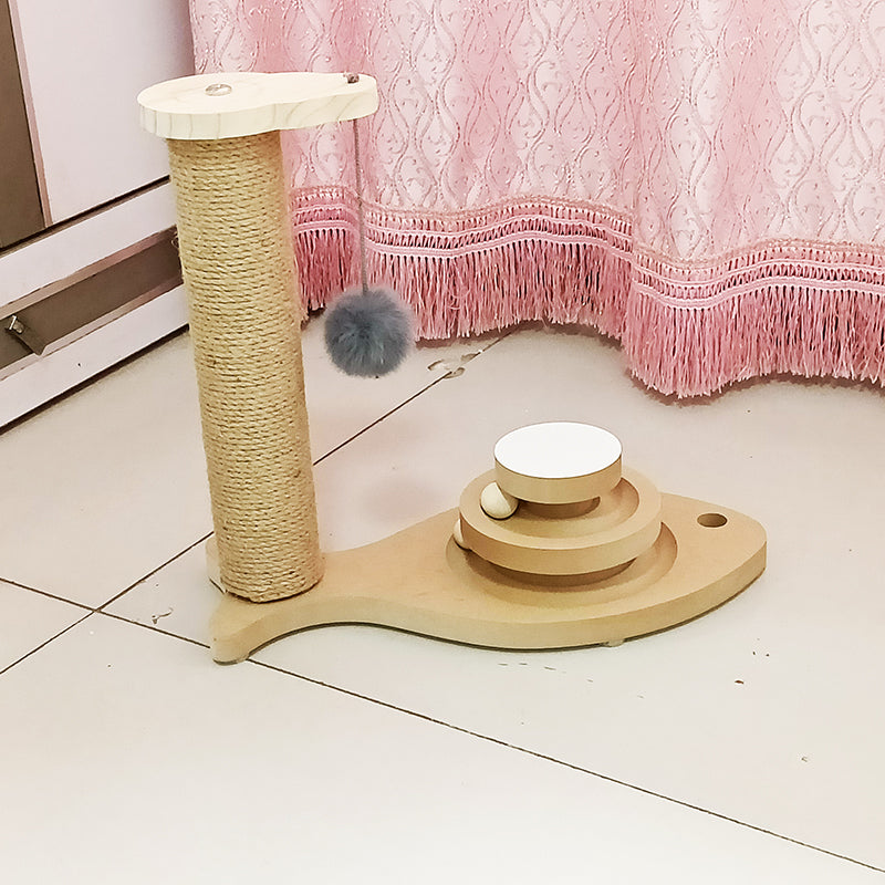 Solid Wood Cat Turntable Bite-Resistant Interactive Toy