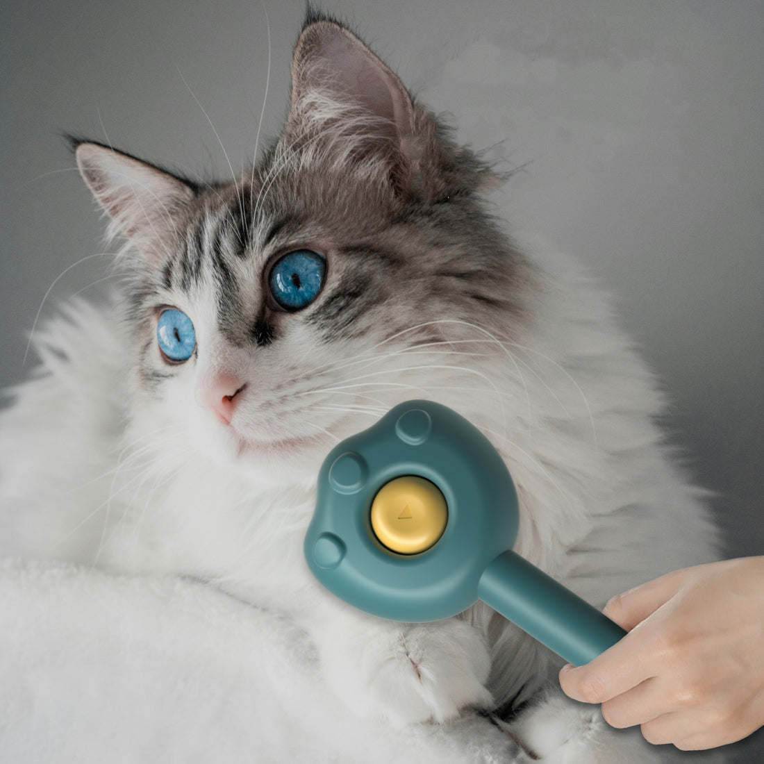 Self-Cleaning Cat Grooming Comb With Handle For Hair Removal