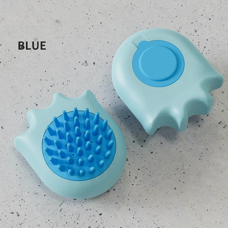 Pet Bath Massage Brush With Shampoo Holder For Cats And Dogs