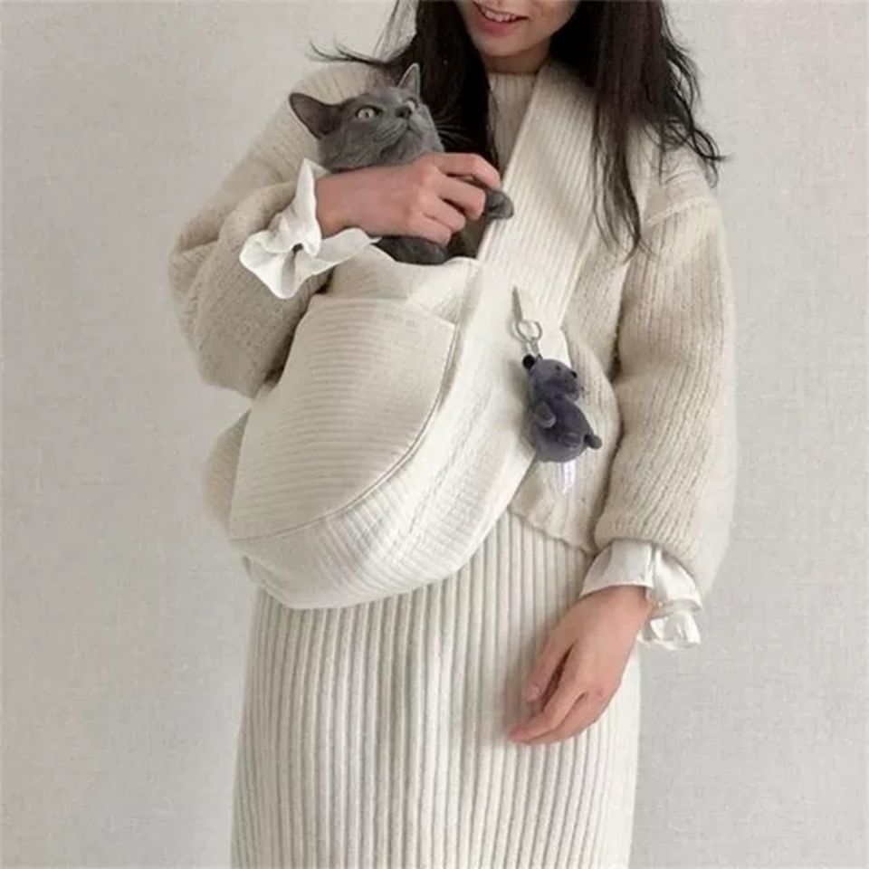 Handmade Canvas Pet Carrier Bag For Dogs Cats Puppies