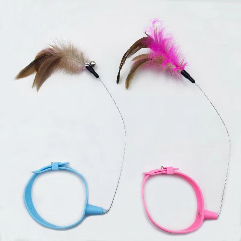 Silicone Cat Feather Collar Toy With Bell Adjustable Teaser