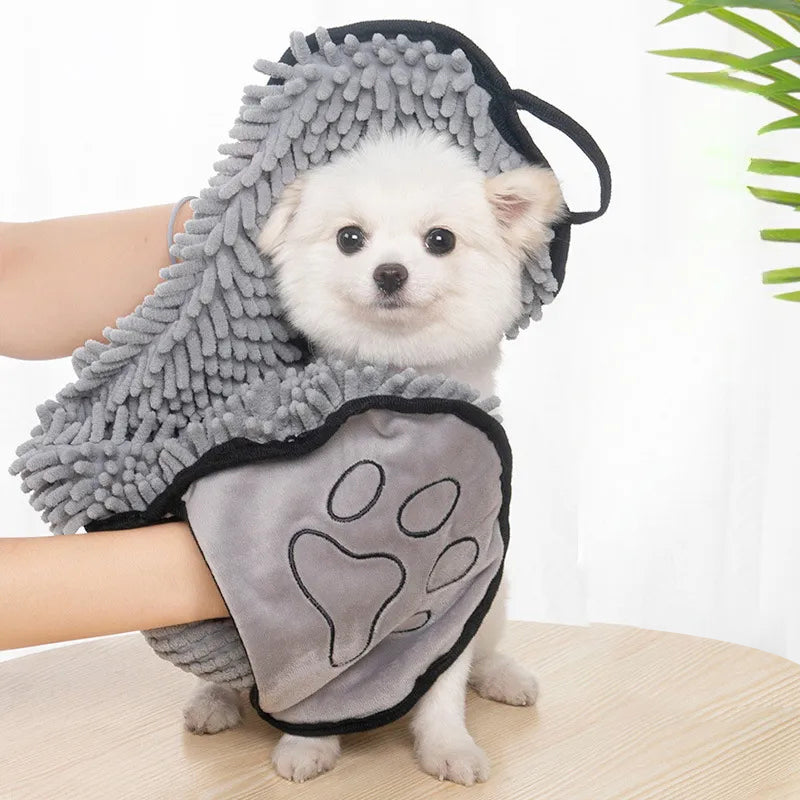 Microfiber Quick-Dry Dog Towel With Hand Pockets For Medium Large Pets