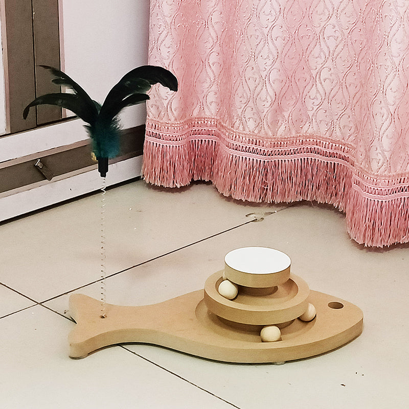 Solid Wood Cat Turntable Bite-Resistant Interactive Toy