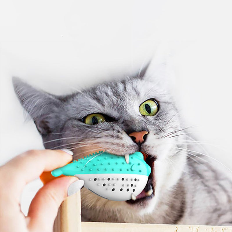 Mint Silicone Cat Chew Toy Toothbrush Teaser For Cats