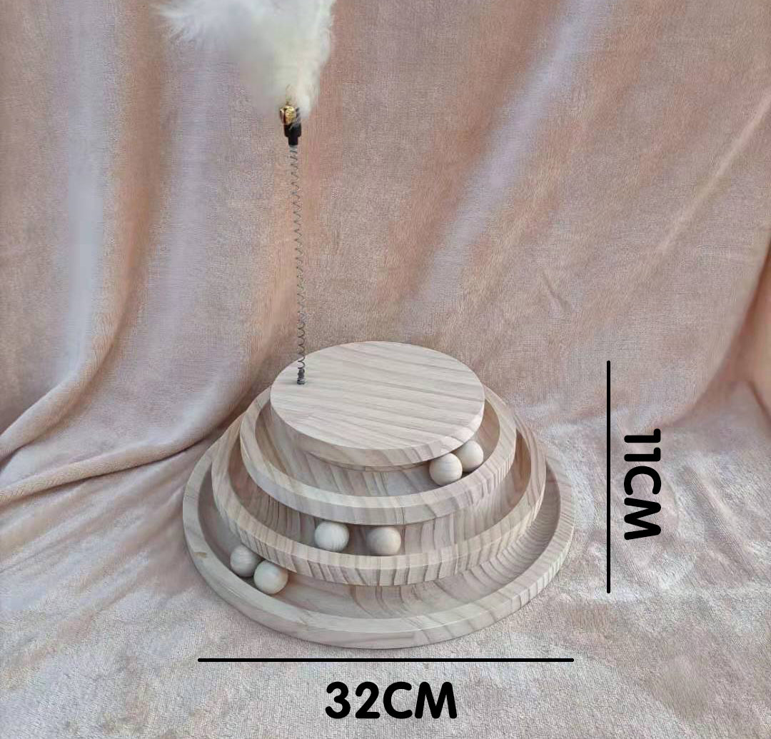 Solid Wood Cat Turntable Bite-Resistant Interactive Toy