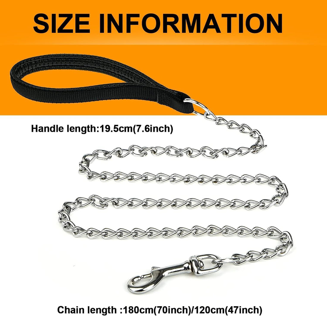 Heavy Duty Chew-Proof Metal Dog Leash With Padded Handle