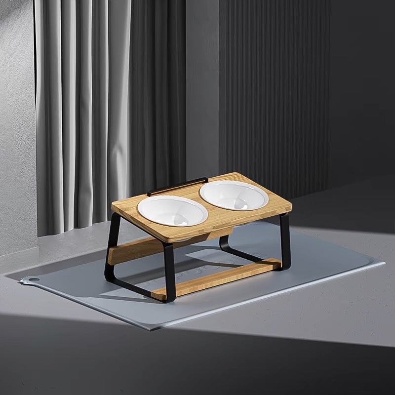Ceramic Double Pet Bowl Water And Food Holder For Cats