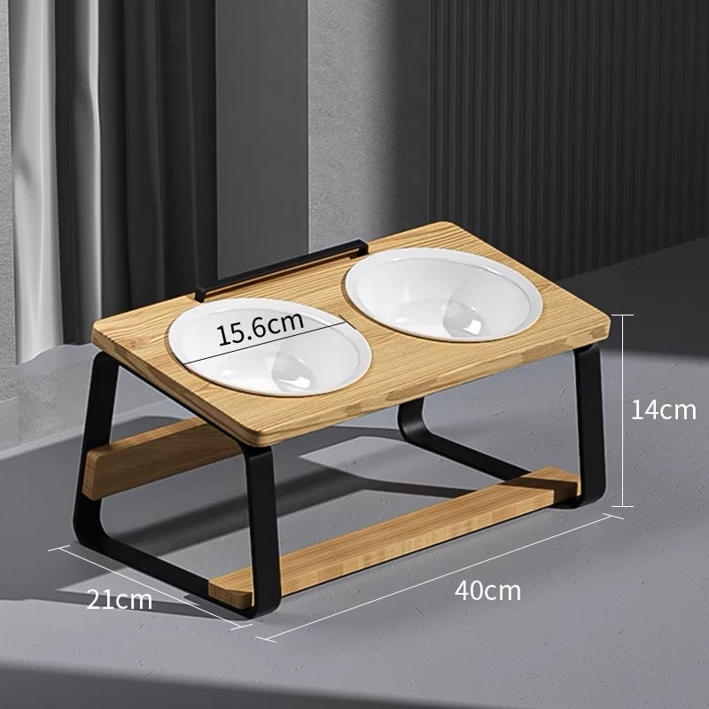 Ceramic Double Pet Bowl Water And Food Holder For Cats