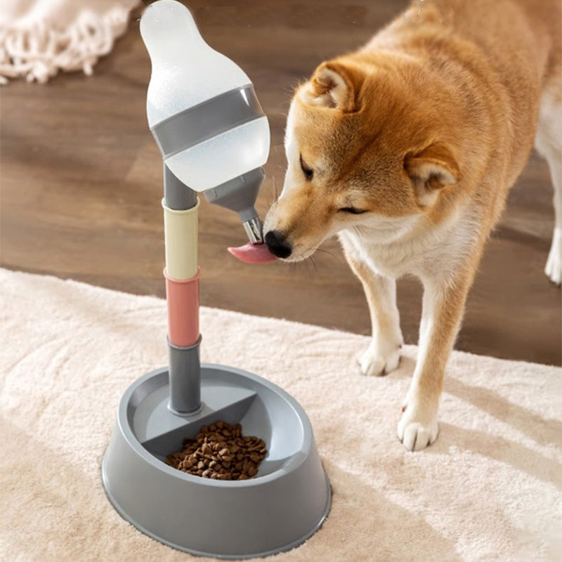 Adjustable Standing Pet Water Dispenser Bowl With Detachable Pole