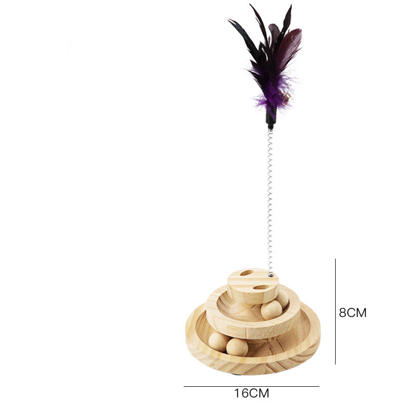 Solid Wood Cat Turntable Bite-Resistant Interactive Toy
