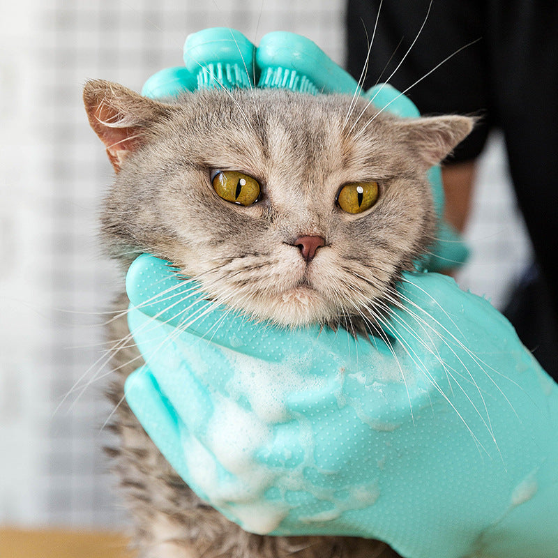 Silicone Dog And Cat Grooming Brush Glove For Bath Massage