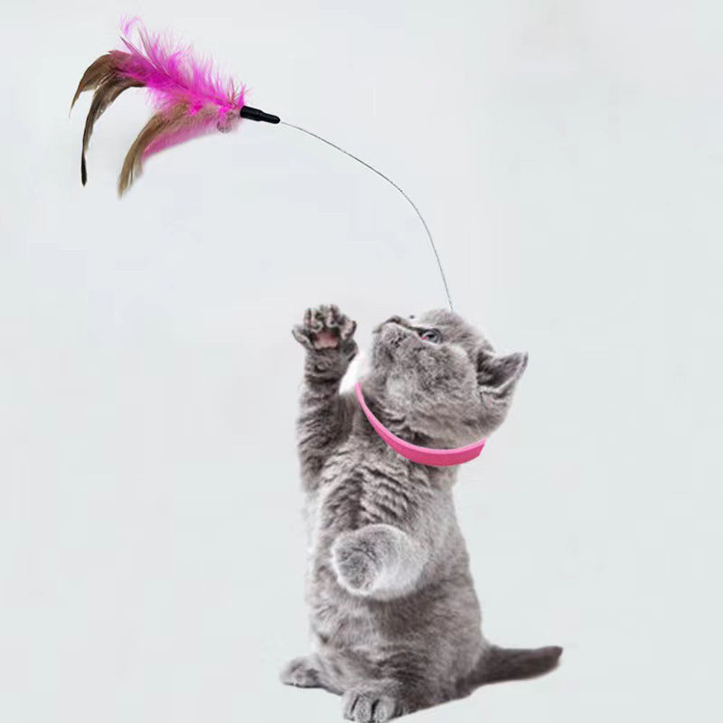 Silicone Cat Feather Collar Toy With Bell Adjustable Teaser