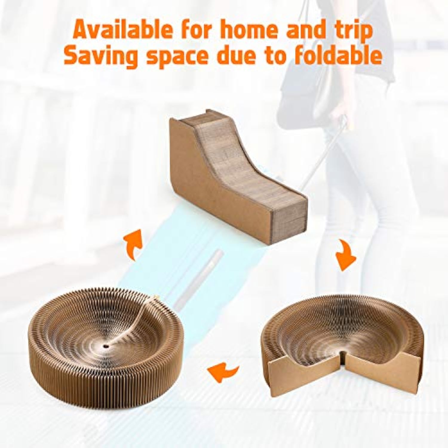 Collapsible Round Cat Scratcher Lounge Bed Cardboard Nest