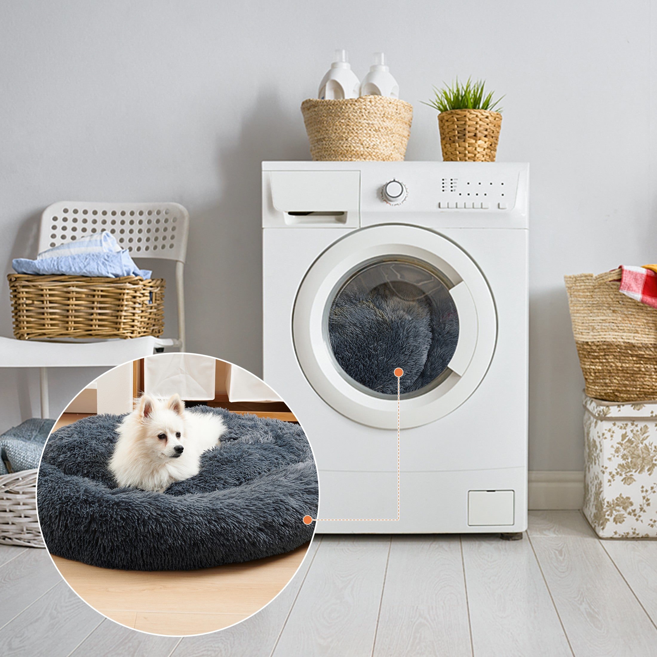 Indoor Doughnut-Shaped Washable Pet Bed For Cats And Dogs