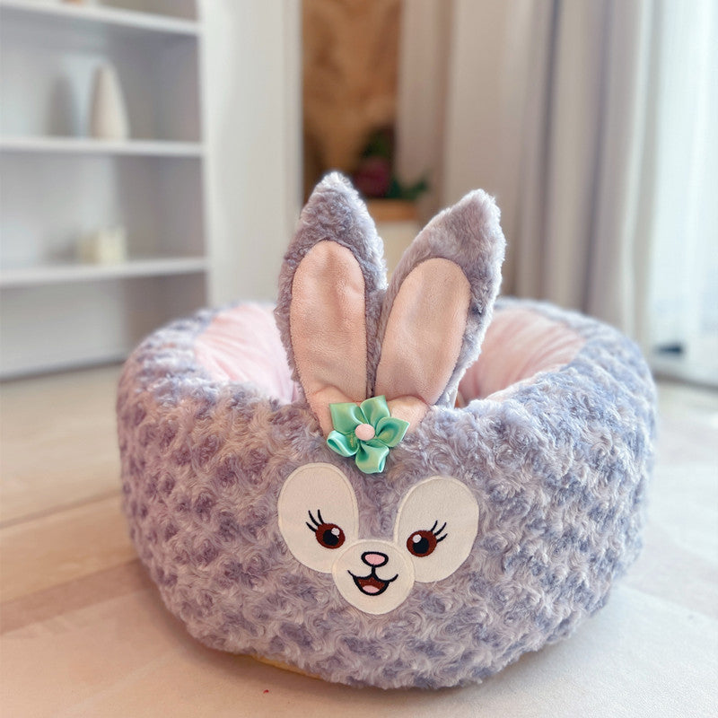 Cartoon Red Panda Plush Dog Nest Round Pet Bed