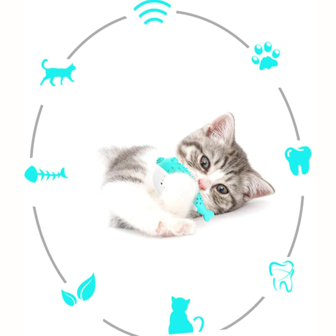 Mint Silicone Cat Chew Toy Toothbrush Teaser For Cats