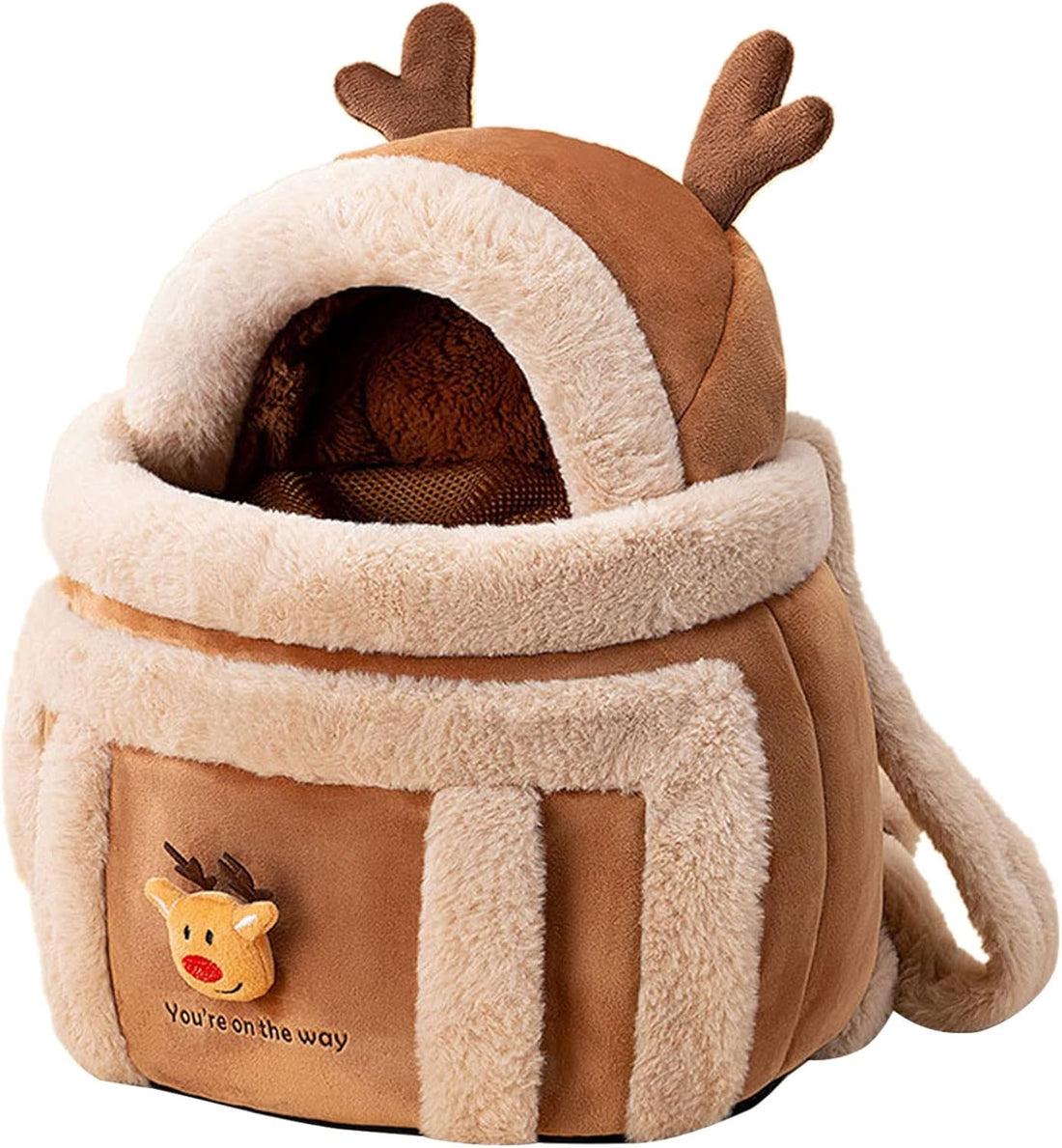Plush Dog Carrier Backpack Travel Bag With Hand Warmers