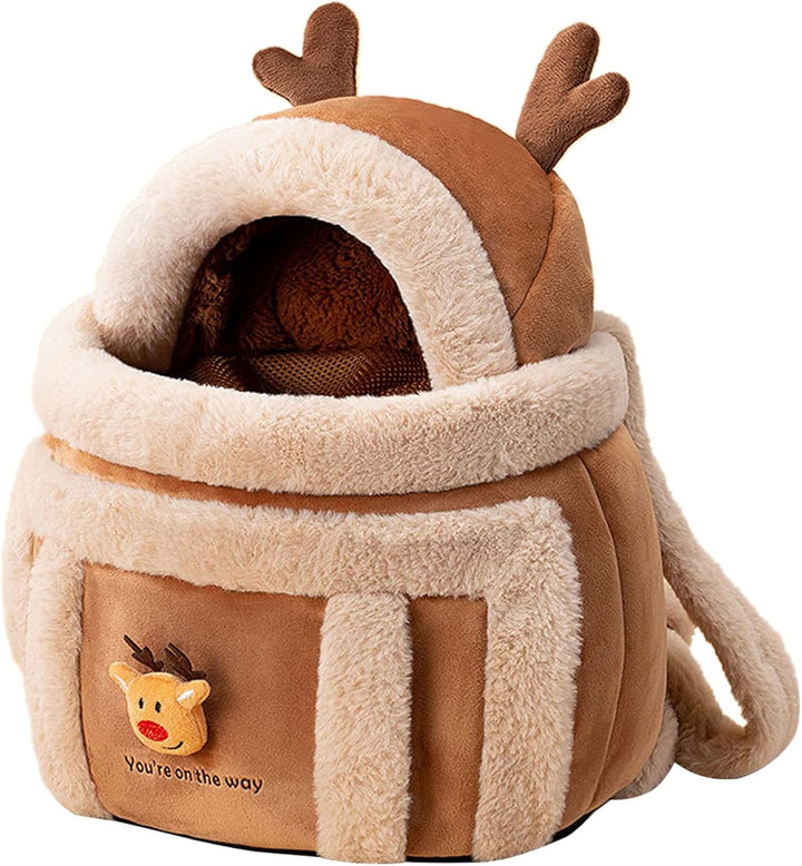 Plush Dog Carrier Backpack Travel Bag With Hand Warmers