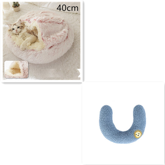 2-in-1 Dog and Cat Plush Round Winter Bed