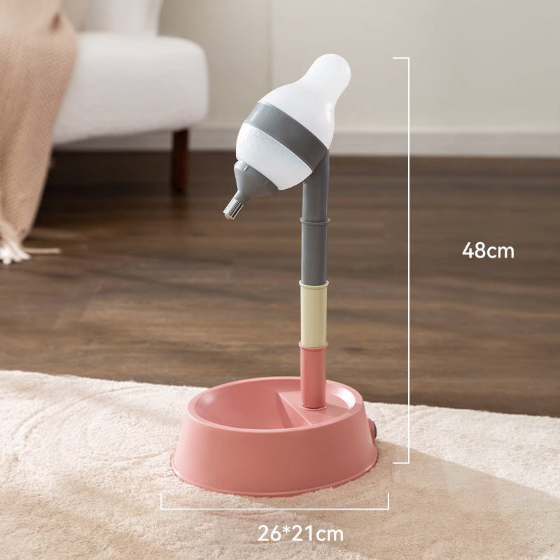 Adjustable Standing Pet Water Dispenser Bowl With Detachable Pole