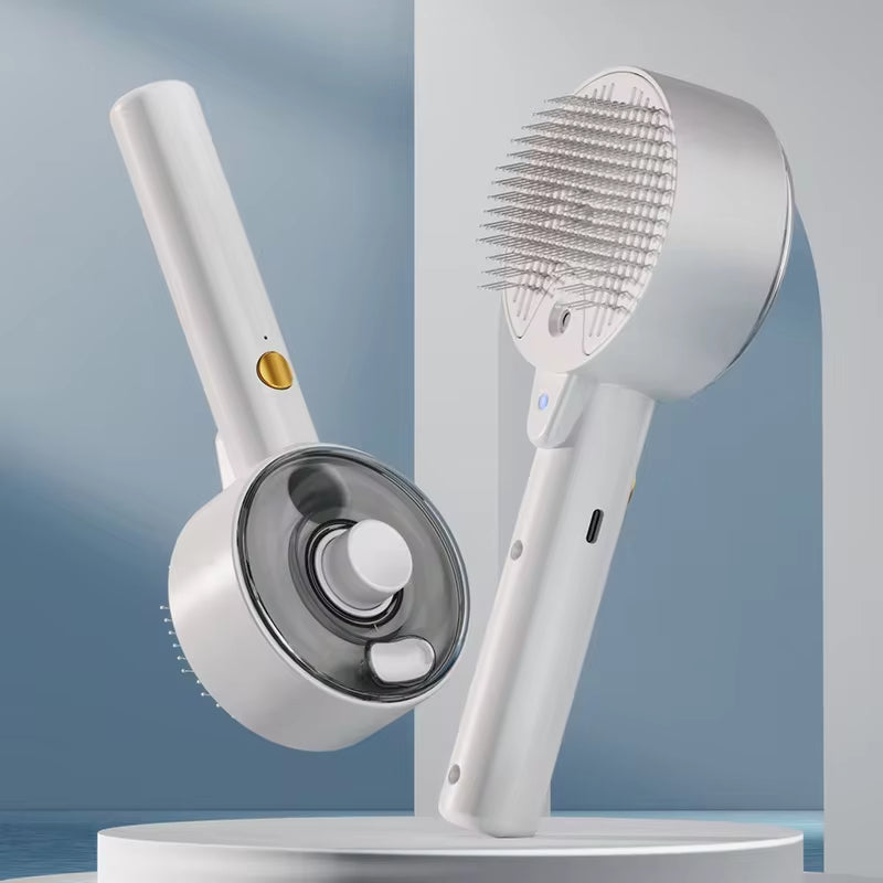 3-in-1 Electric Steam Brush For Pet Grooming And Massage