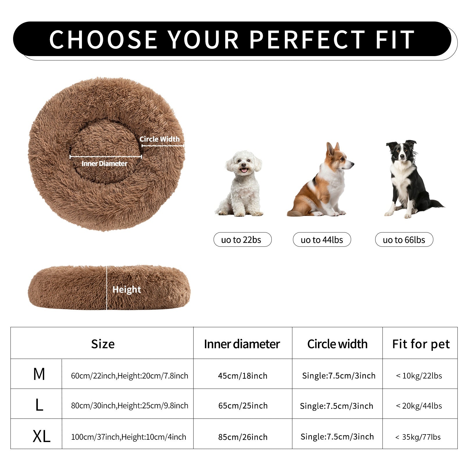 Indoor Doughnut-Shaped Washable Pet Bed For Cats And Dogs