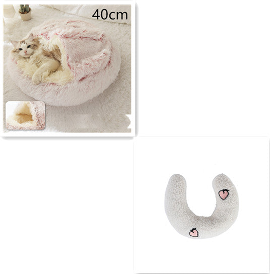 2-in-1 Dog and Cat Plush Round Winter Bed