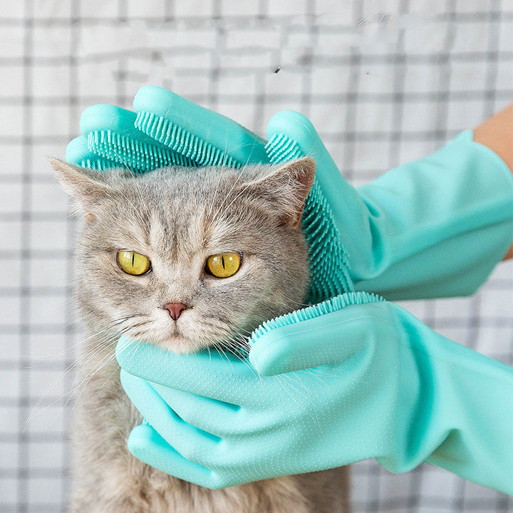 Silicone Dog And Cat Grooming Brush Glove For Bath Massage