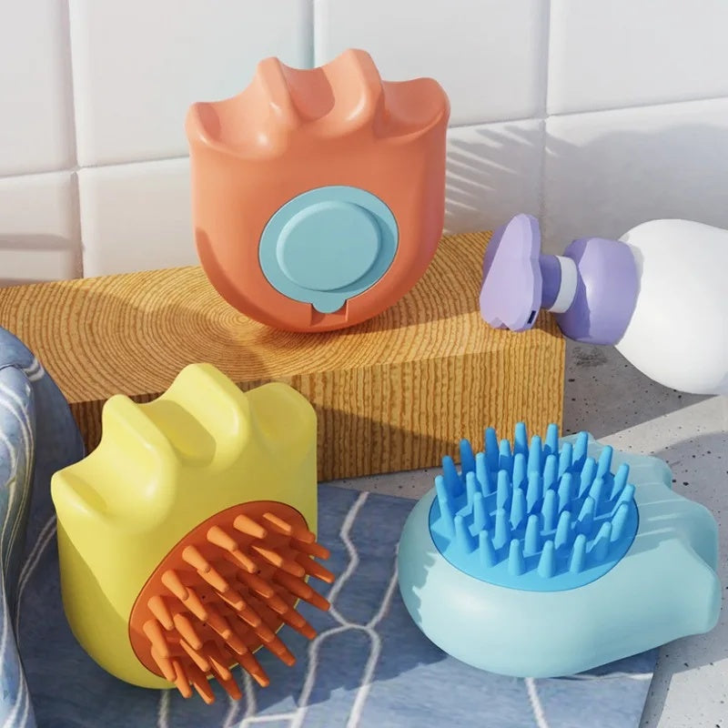 Pet Bath Massage Brush With Shampoo Holder For Cats And Dogs