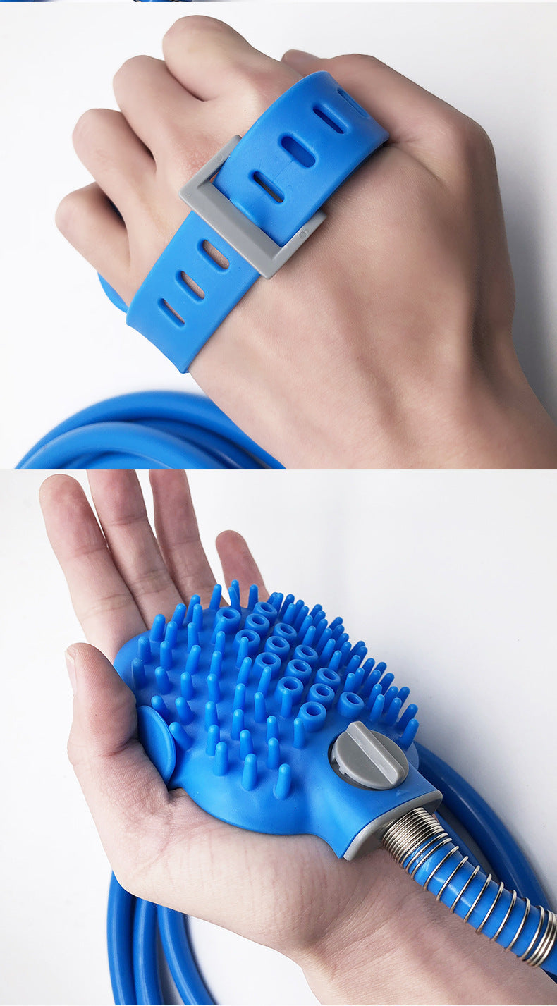 Silicone Pet Bathing Gloves With Handheld Massage Nozzle For Dogs