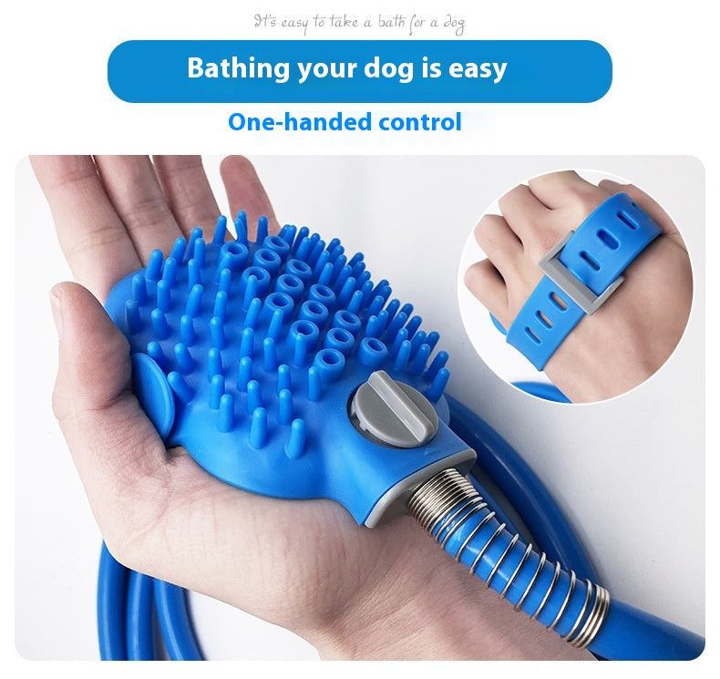 Silicone Pet Bathing Gloves With Handheld Massage Nozzle For Dogs