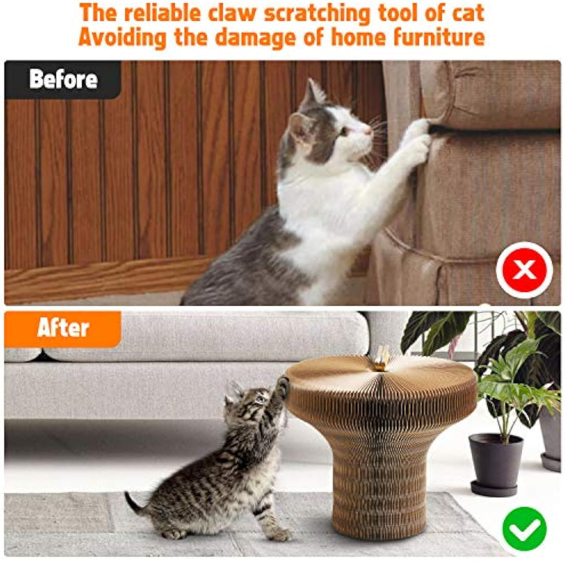 Collapsible Round Cat Scratcher Lounge Bed Cardboard Nest