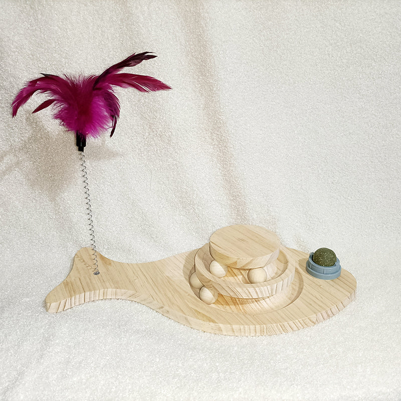 Solid Wood Cat Turntable Bite-Resistant Interactive Toy