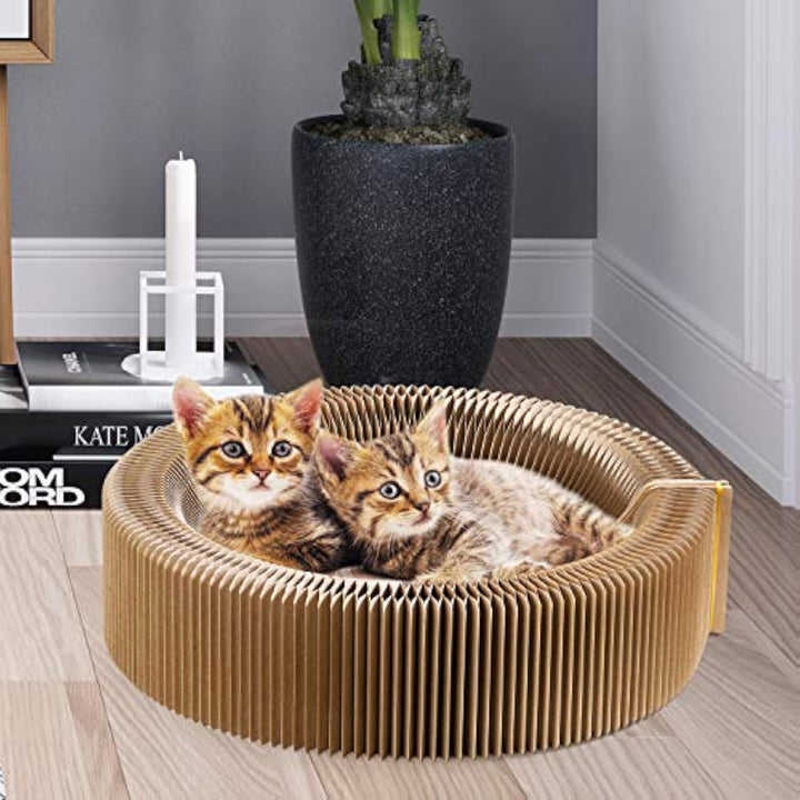 Collapsible Round Cat Scratcher Lounge Bed Cardboard Nest