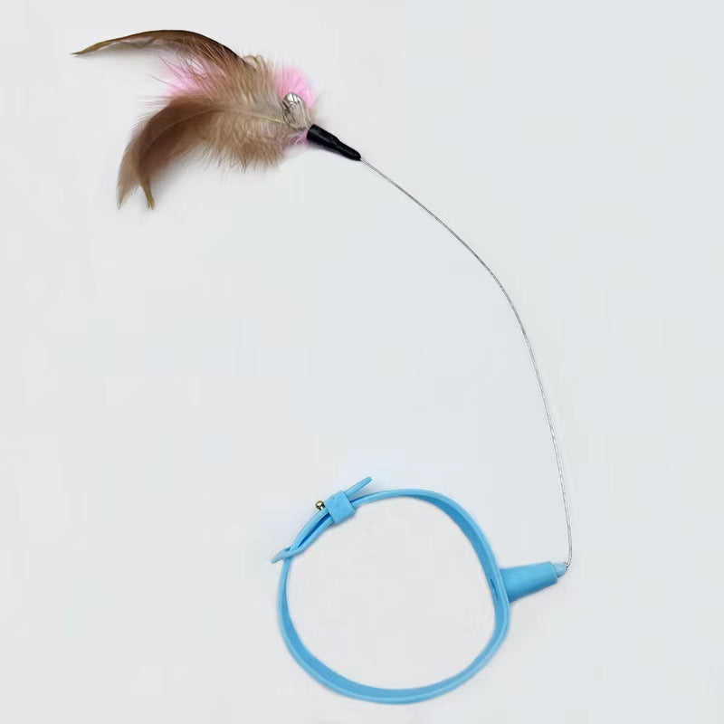 Silicone Cat Feather Collar Toy With Bell Adjustable Teaser