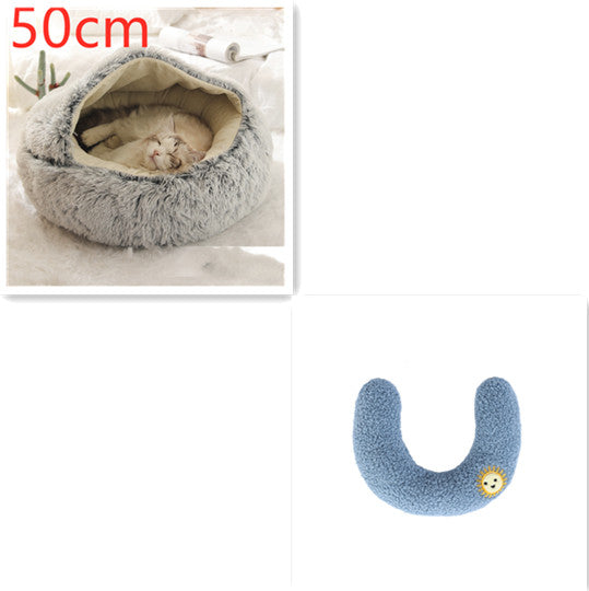 2-in-1 Dog and Cat Plush Round Winter Bed