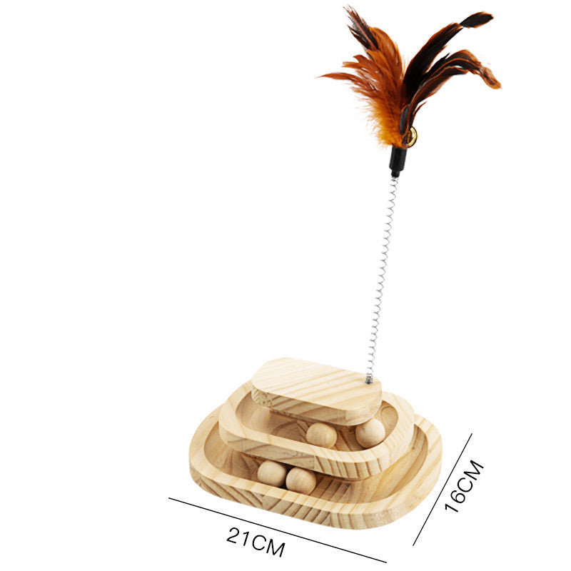 Solid Wood Cat Turntable Bite-Resistant Interactive Toy