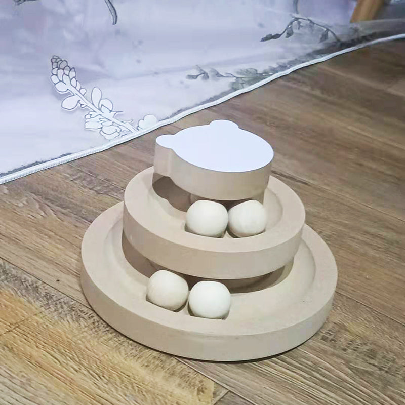 Solid Wood Cat Turntable Bite-Resistant Interactive Toy